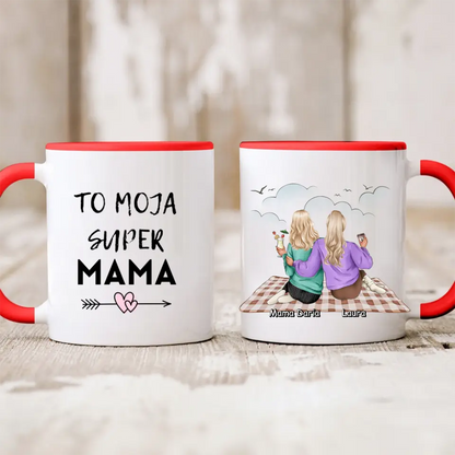 Kubek personalizowany dla mamy i córki | motyw z piknikiem #2