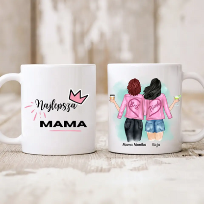 Kubek personalizowany dla mamy i córki BEST FRIENDS | rodzinny motyw #4