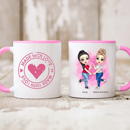 Kubek personalizowany dla mamy i dorosłej córki | rodzinny motyw #3