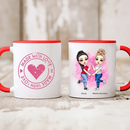 Kubek personalizowany dla mamy i dorosłej córki | rodzinny motyw #3