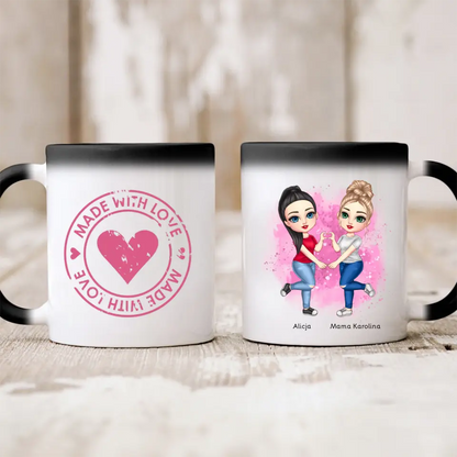 Kubek personalizowany dla mamy i dorosłej córki | rodzinny motyw #3