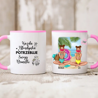 Kubek personalizowany dla przyjaciółek LIFE IS BETTER AT THE BEACH | wakacyjny motyw plażowy #P28
