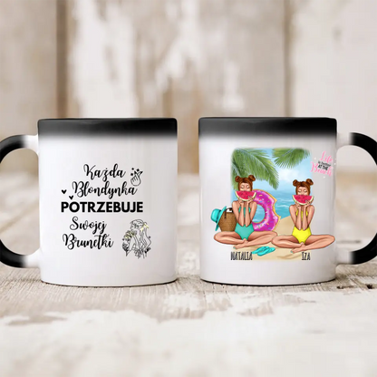 Kubek personalizowany dla przyjaciółek LIFE IS BETTER AT THE BEACH | wakacyjny motyw plażowy #P28
