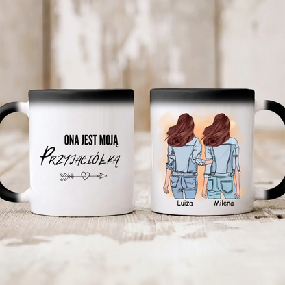 Kubek personalizowany dla przyjaciółek ONA JEST MOJĄ PRZYJACIÓŁKĄ | z personalizacją postaci #P1