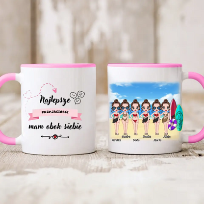 Kubek personalizowany dla przyjaciółek | wakacyjny motyw z plażą #P32