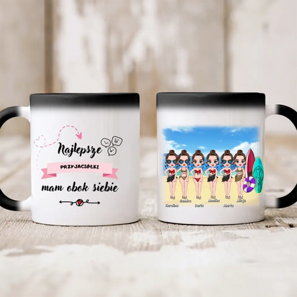 Kubek personalizowany dla przyjaciółek | wakacyjny motyw z plażą #P32
