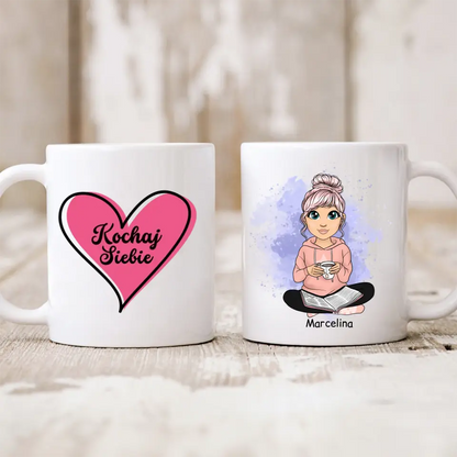 Kubek personalizowany dla niej | motyw dla mola książkowego #1