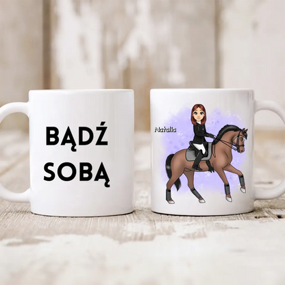 Kubek personalizowany dla kobiety | motyw jazdy konnej #25
