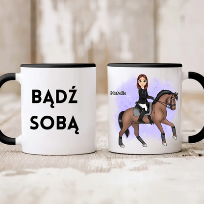 Kubek personalizowany dla kobiety | motyw jazdy konnej #25