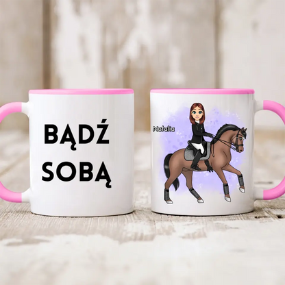 Kubek personalizowany dla kobiety | motyw jazdy konnej #25