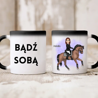 Kubek personalizowany dla kobiety | motyw jazdy konnej #25