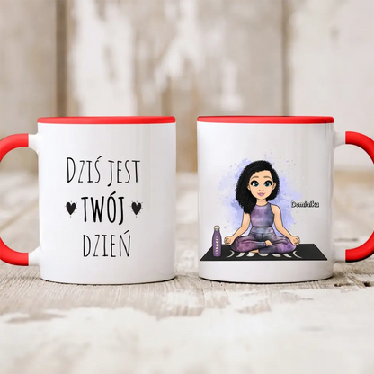 Kubek personalizowany dla kobiety | motyw dla fanki jogi #10