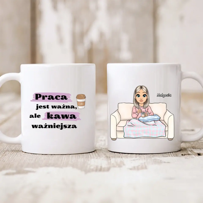 Kubek personalizowany dla kobiety | motyw z kobietą na kanapie #31