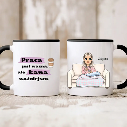 Kubek personalizowany dla kobiety | motyw z kobietą na kanapie #31