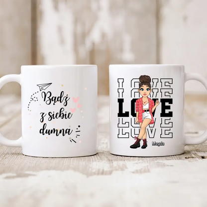 Kubek personalizowany dla kobiety I LOVE | z personalizacją postaci #8