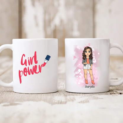 Kubek personalizowany dla kobiety | motyw z dziewczyną w kurtce #18