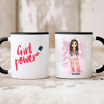 Kubek personalizowany dla kobiety | motyw z dziewczyną w kurtce #18