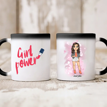 Kubek personalizowany dla kobiety | motyw z dziewczyną w kurtce #18