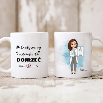 Kubek personalizowany dla lekarki | motyw okulistyki  #34