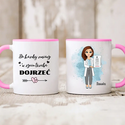 Kubek personalizowany dla lekarki | motyw okulistyki  #34