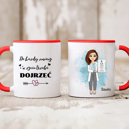 Kubek personalizowany dla lekarki | motyw okulistyki  #34