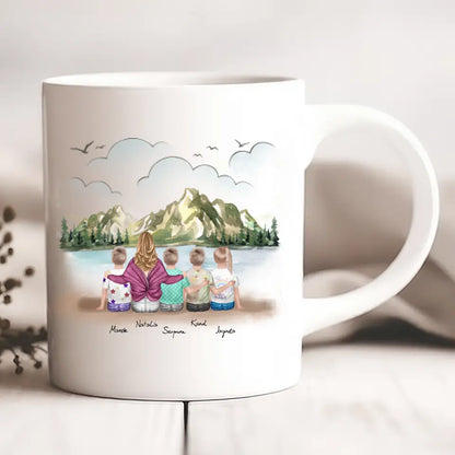 Kubek personalizowany dla mamy z dziećmi MAMA ZAWSZE MA RACJE | motyw z górami #14