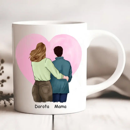 Kubek personalizowany dla mamy i córki | rodzinny motyw z personalizacją imion #P14