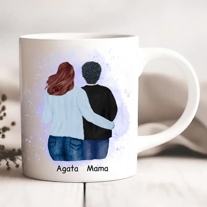 Kubek personalizowany dla mamy i córki MAMA MA ZAWSZE RACJE | rodzinny motyw #P9