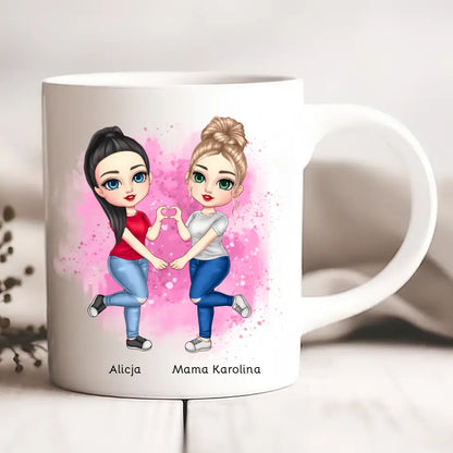Kubek personalizowany dla mamy i dorosłej córki | rodzinny motyw #3