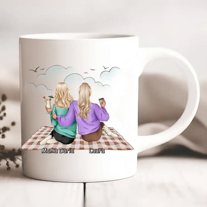 Kubek personalizowany dla mamy i córki | motyw z piknikiem #2