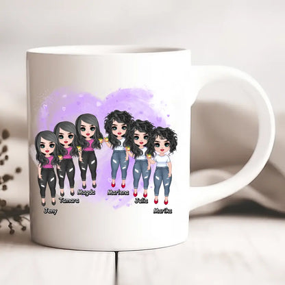Kubek personalizowany dla grupy przyjaciółek | motyw z sercem #521
