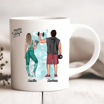 Kubek personalizowany dla par TRAIN TOGETHER STAY TOGETHER | sportowy motyw #82