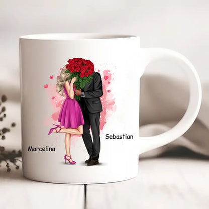Kubek personalizowany dla par | motyw z bukietem róż #28