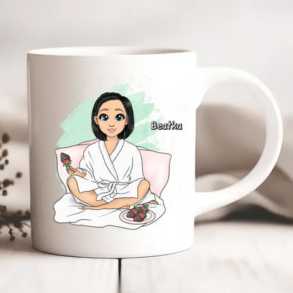 Kubek personalizowany dla kobiety PRACA JEST WAŻNA ALE KAWA WAŻNIEJSZA | motyw dla kawosza #32