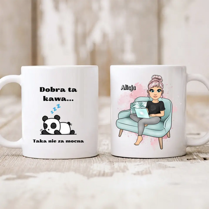 Kubek personalizowany dla kobiety | motyw z kobietą z laptopem #19