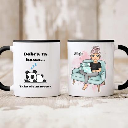 Kubek personalizowany dla kobiety | motyw z kobietą z laptopem #19