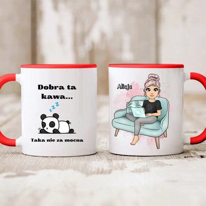 Kubek personalizowany dla kobiety | motyw z kobietą z laptopem #19