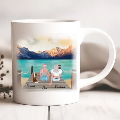 Kubek personalizowany dla przyjaciół z psami | motyw z górami #13