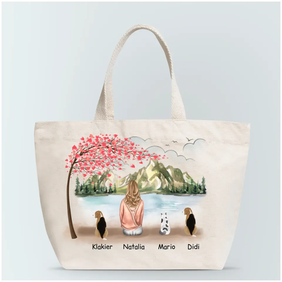 Torba materiałowa personalizowana dla kobiety + 1-3 pupile (kot/pies) #24