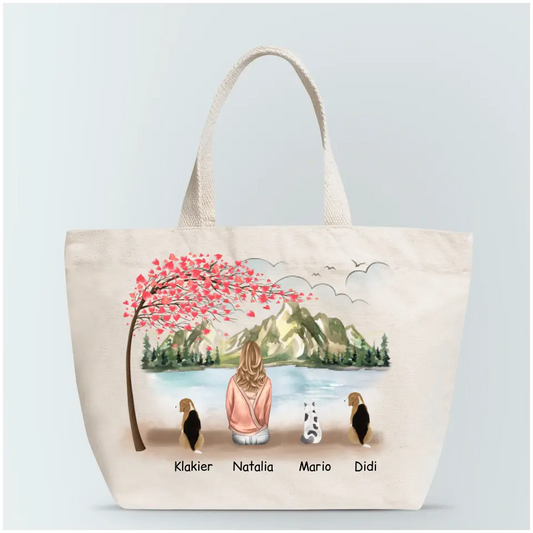 Torba materiałowa personalizowana dla kobiety + 1-3 pupile (kot/pies) #24