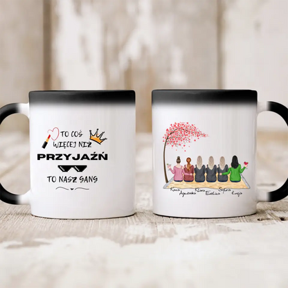 Kubek personalizowany dla przyjaciółek | motyw z kobietami pod drzewem z personalizacją imion #222