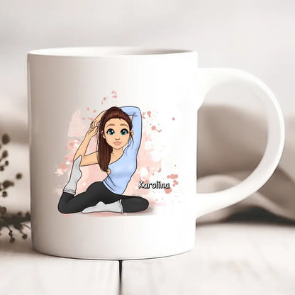 Kubek personalizowany dla kobiety | motyw dla fanki jogi z personalizacją imienia #11