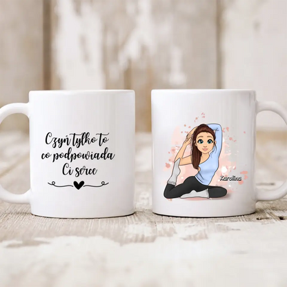 Kubek personalizowany dla kobiety | motyw dla fanki jogi z personalizacją imienia #11