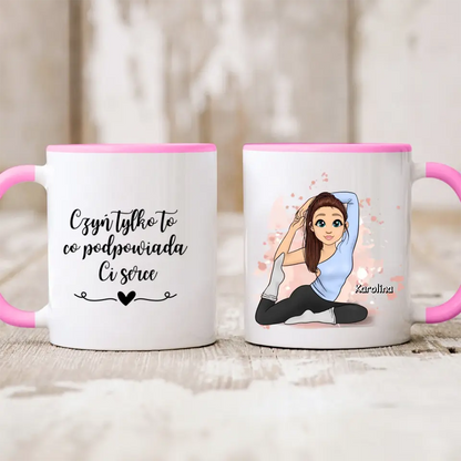 Kubek personalizowany dla kobiety | motyw dla fanki jogi z personalizacją imienia #11