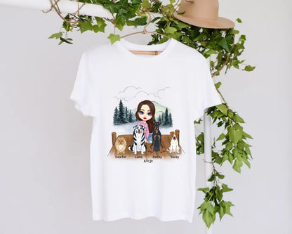Koszulka ze zwierzakiem - kobieta + max. 1-4 psy - Personalizowana #P55