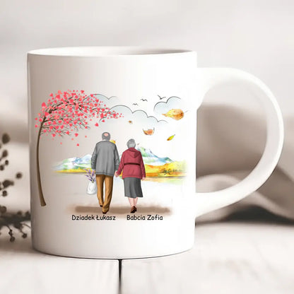Kubek personalizowany dla babci i dziadka | motyw z jesiennym krajobrazem #221