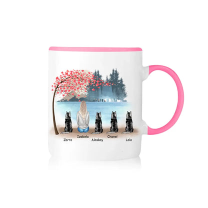 Kubek personalizowany dla właścicielki psów | motyw z jeziorem i personalizacją imion #6