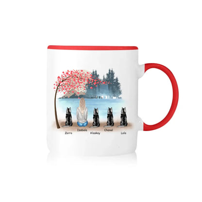 Kubek personalizowany dla właścicielki psów | motyw z jeziorem i personalizacją imion #6