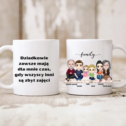 Kubek personalizowany dla dziadków z wnukami FAMILY | rodzinny motyw #1