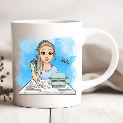 Kubek personalizowany dla kobiety | motyw z rękodzielniczką #72